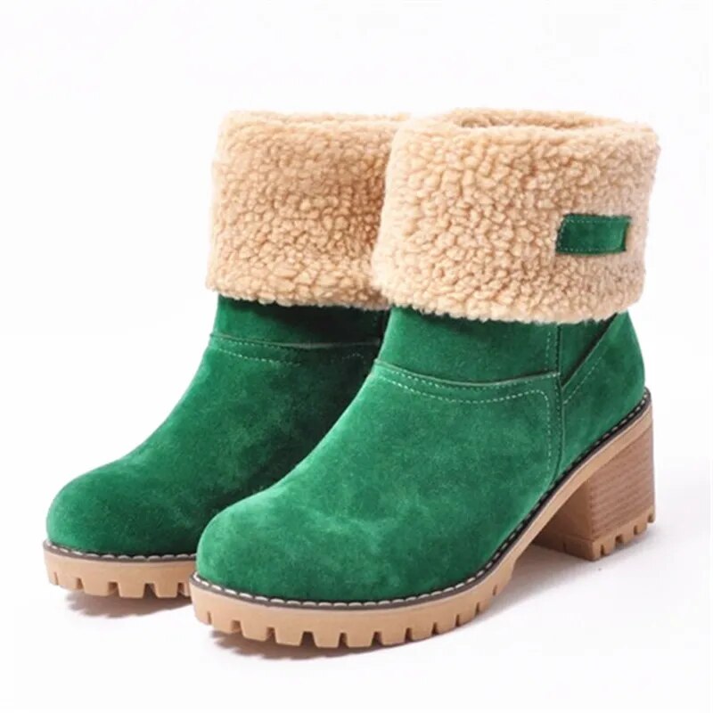 Mujer Botines de Tacón con Borreguillo | Tacón en Bloque & Suela Dentada | Otoño e Invierno