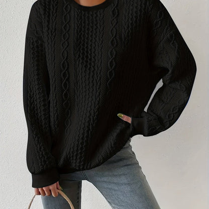 Mujer Jersey de Punto Trenzado | Cuello Redondo & Corte Holgado | Otoño e Invierno