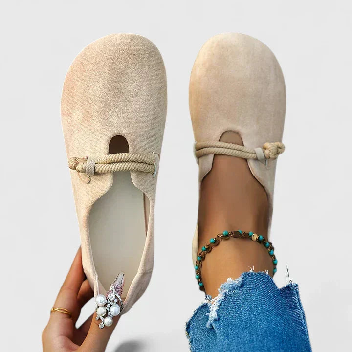 Mocasín con cordones de estilo elegante para mujer | Beige y negro