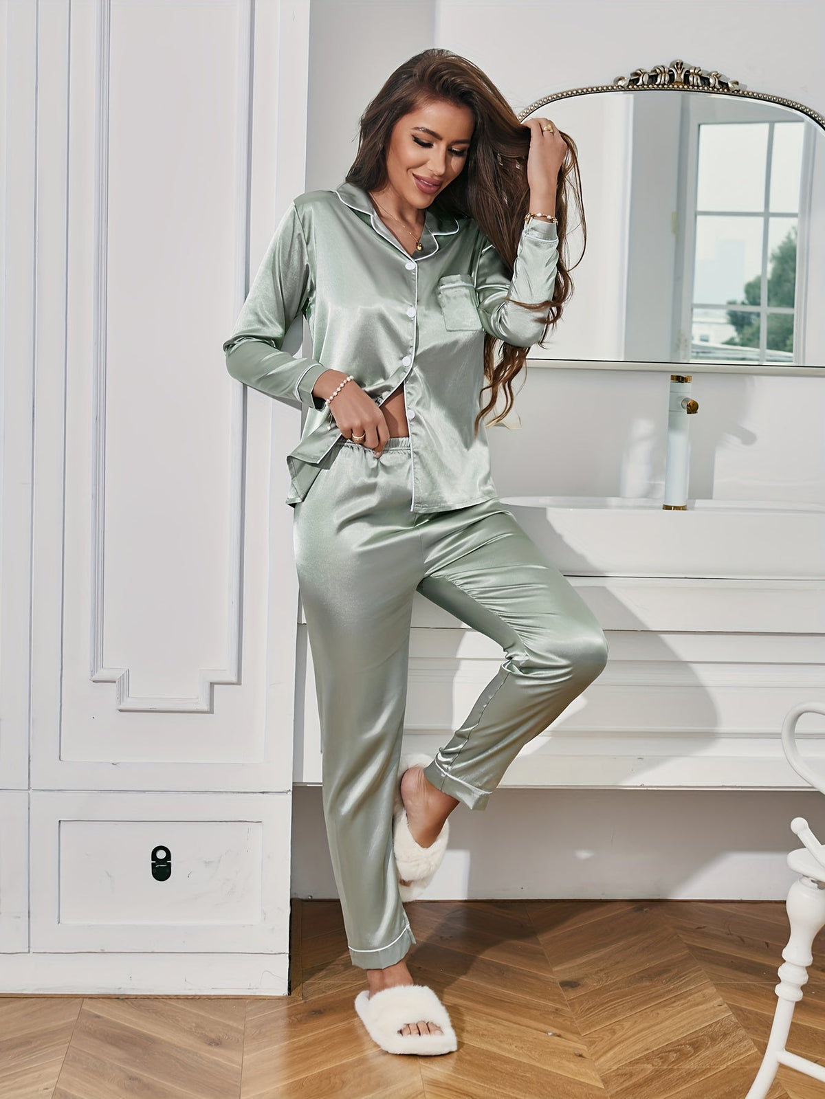 Mujer Pijama de Dos Piezas | Tacto Sedoso & Corte Holgado | Ropa de Dormir
