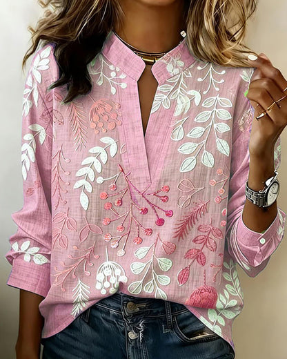Blusa de flores en tonos pastel con escote en V para mujer | Tejido suave y ligero
