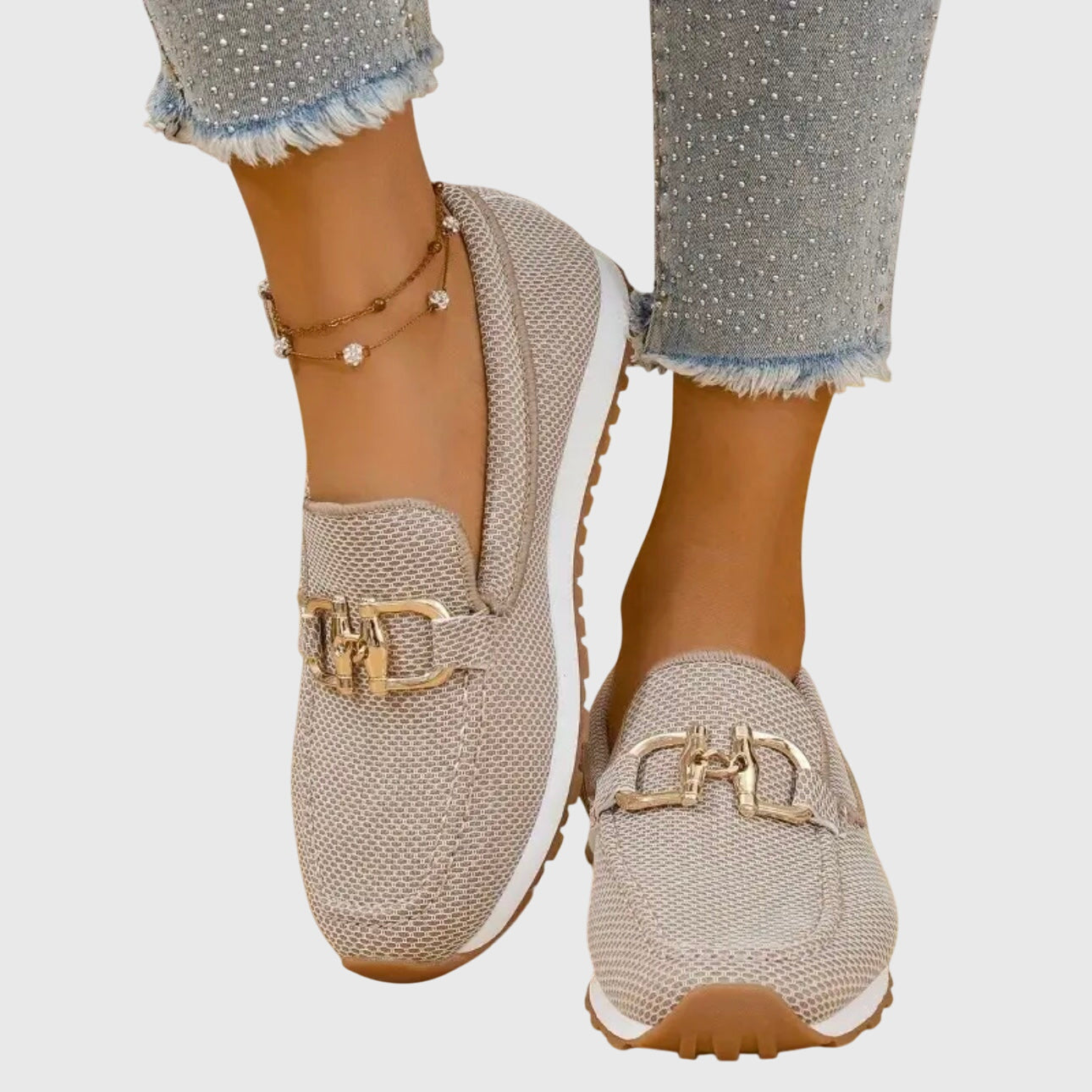 Mocasín de malla con hebilla para mujer | Suela antideslizante