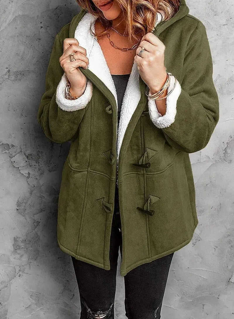 Mujer Abrigo con Capucha | Forro Polar & Corte Entallado | Otoño e Invierno