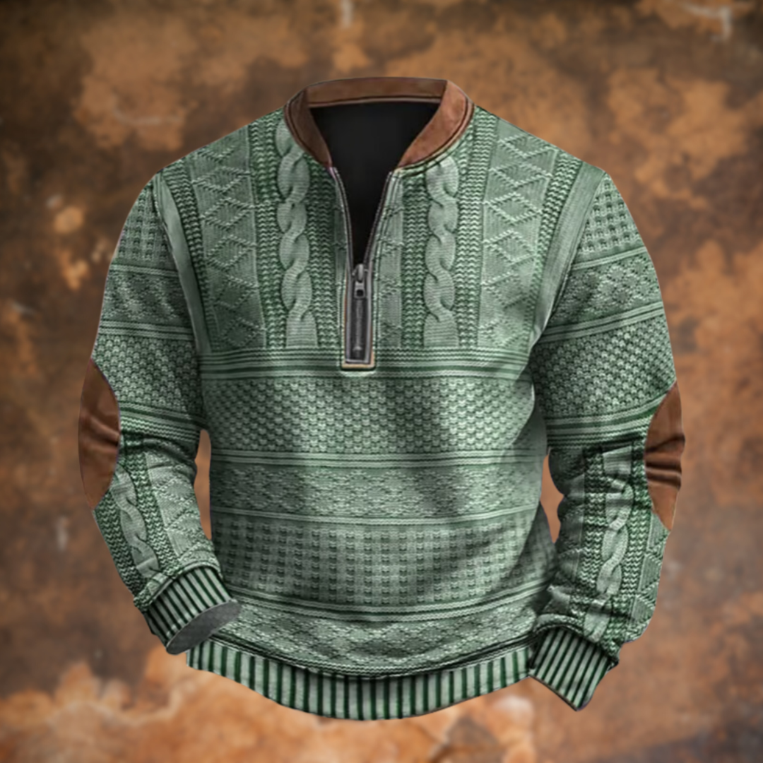 Hombre Jersey de Punto con Cremallera | Mezcla de Algodón & Manga Larga | Otoño e Invierno