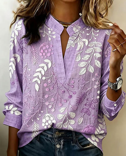 Blusa de flores en tonos pastel con escote en V para mujer | Tejido suave y ligero