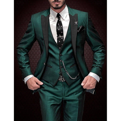 Hombre Traje Elegante de Tres Piezas | Chaqueta con Chaleco & Pantalón a Juego | Fiesta y Noche