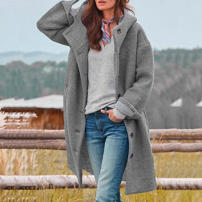 Mujer Abrigo Elegante de Invierno | Cuello Alto & Cierre de Botones | Otoño e Invierno
