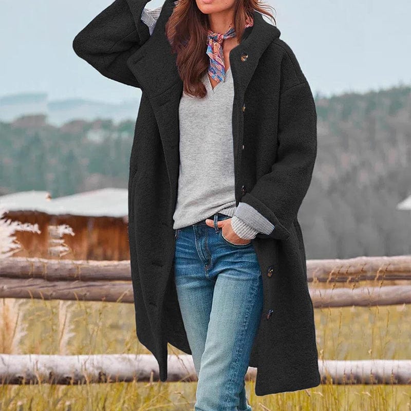 Mujer Abrigo Elegante de Invierno | Cuello Alto & Cierre de Botones | Otoño e Invierno
