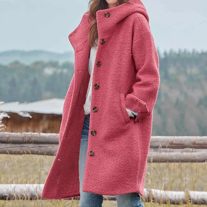 Mujer Abrigo Elegante de Invierno | Cuello Alto & Cierre de Botones | Otoño e Invierno