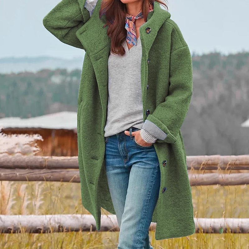 Mujer Abrigo Elegante de Invierno | Cuello Alto & Cierre de Botones | Otoño e Invierno