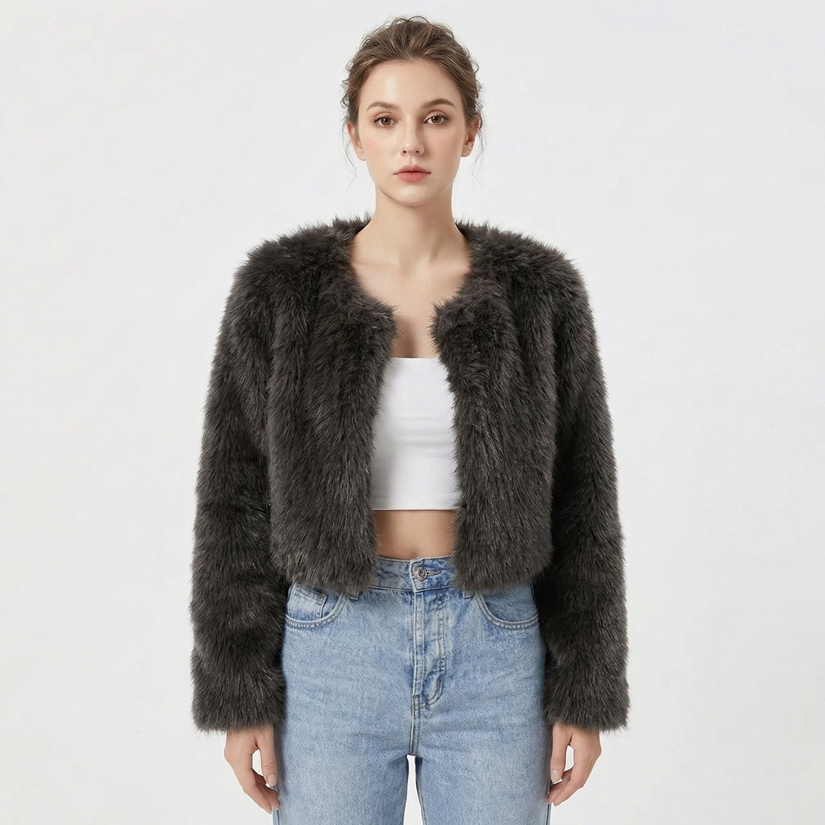 Mujer Chaqueta de Pelo Sintético | Diseño Elegante & Corte Cómodo | Otoño e Invierno