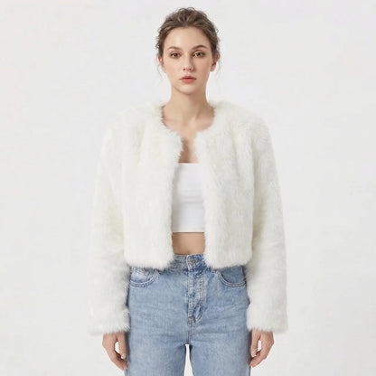 Mujer Chaqueta de Pelo Sintético | Diseño Elegante & Corte Cómodo | Otoño e Invierno