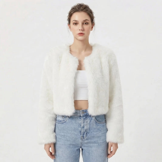 Mujer Chaqueta de Pelo Sintético | Diseño Elegante & Corte Cómodo | Otoño e Invierno