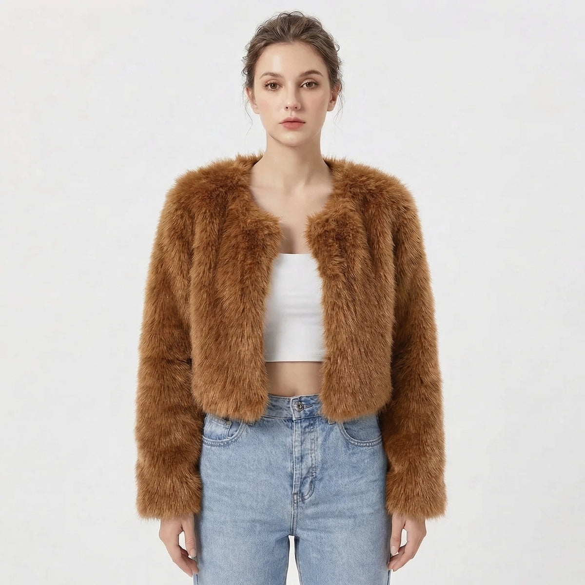 Mujer Chaqueta de Pelo Sintético | Diseño Elegante & Corte Cómodo | Otoño e Invierno