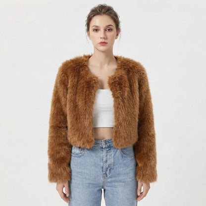 Mujer Chaqueta de Pelo Sintético | Diseño Elegante & Corte Cómodo | Otoño e Invierno