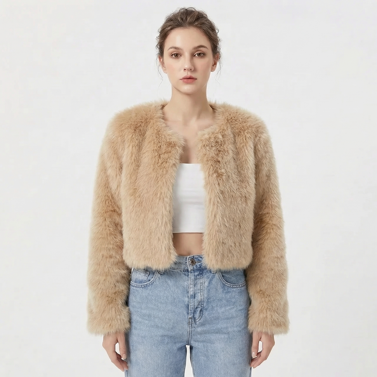 Mujer Chaqueta de Pelo Sintético | Diseño Elegante & Corte Cómodo | Otoño e Invierno