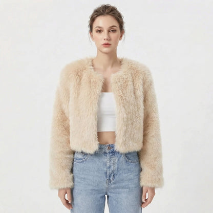 Mujer Chaqueta de Pelo Sintético | Diseño Elegante & Corte Cómodo | Otoño e Invierno