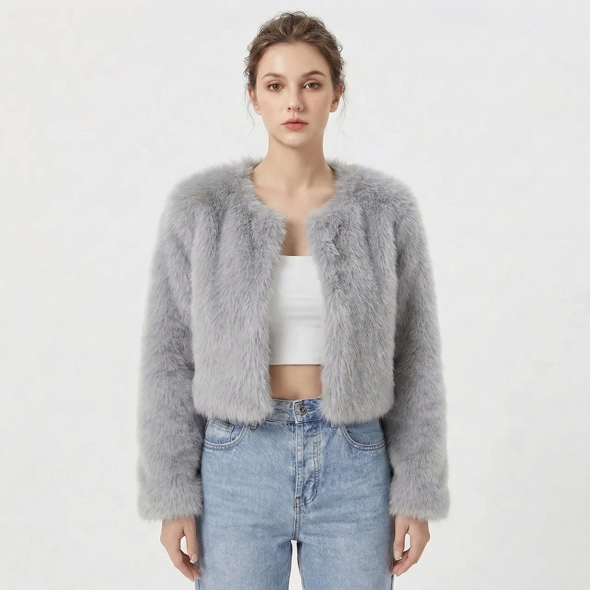 Mujer Chaqueta de Pelo Sintético | Diseño Elegante & Corte Cómodo | Otoño e Invierno
