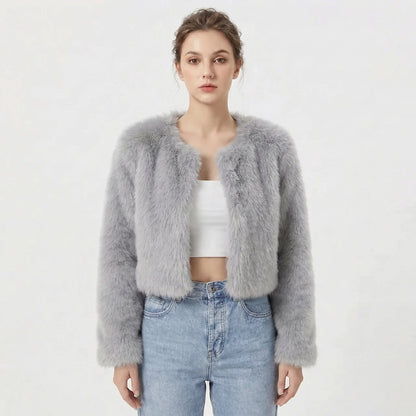 Mujer Chaqueta de Pelo Sintético | Diseño Elegante & Corte Cómodo | Otoño e Invierno