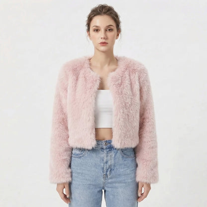 Mujer Chaqueta de Pelo Sintético | Diseño Elegante & Corte Cómodo | Otoño e Invierno