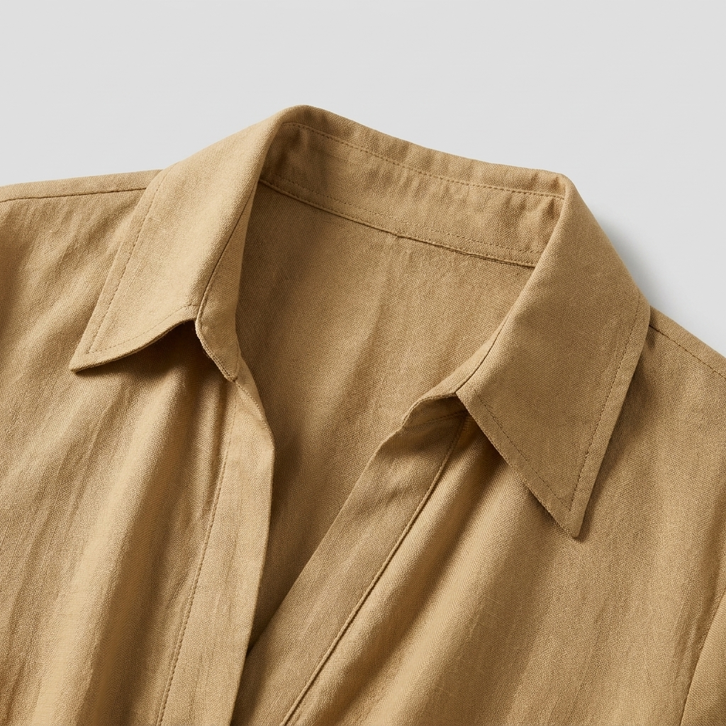 Vestido largo elegante con cinturón para mujer | Cuello camisero y botones