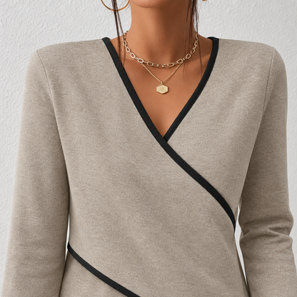Mujer Jersey de Punto con Cuello en V | Tacto Suave & Transpirable | Todo el Año