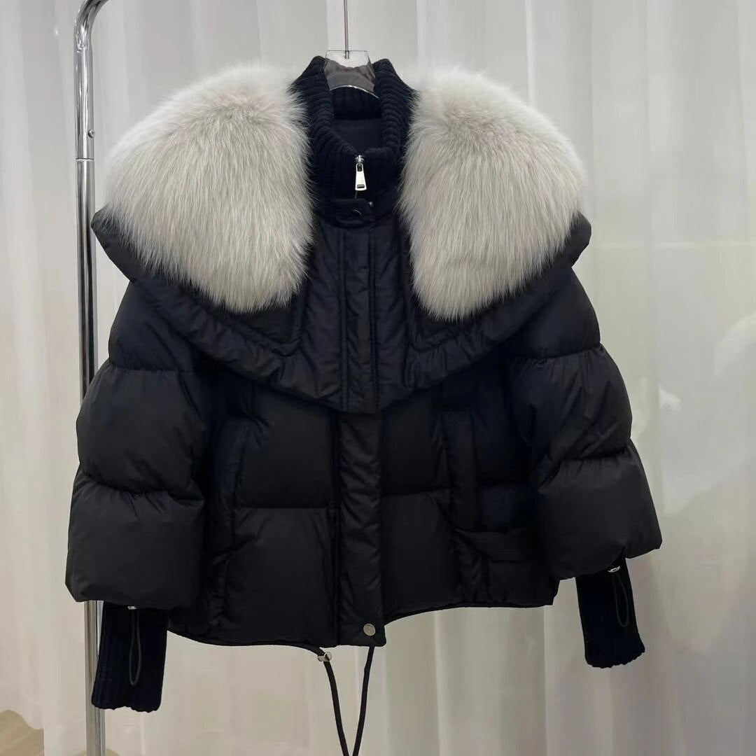 Mujer Chaqueta Acolchada Corta | Cuello Grande & Puños Elásticos | Otoño e Invierno