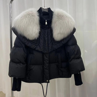 Mujer Chaqueta Acolchada Corta | Cuello Grande & Puños Elásticos | Otoño e Invierno