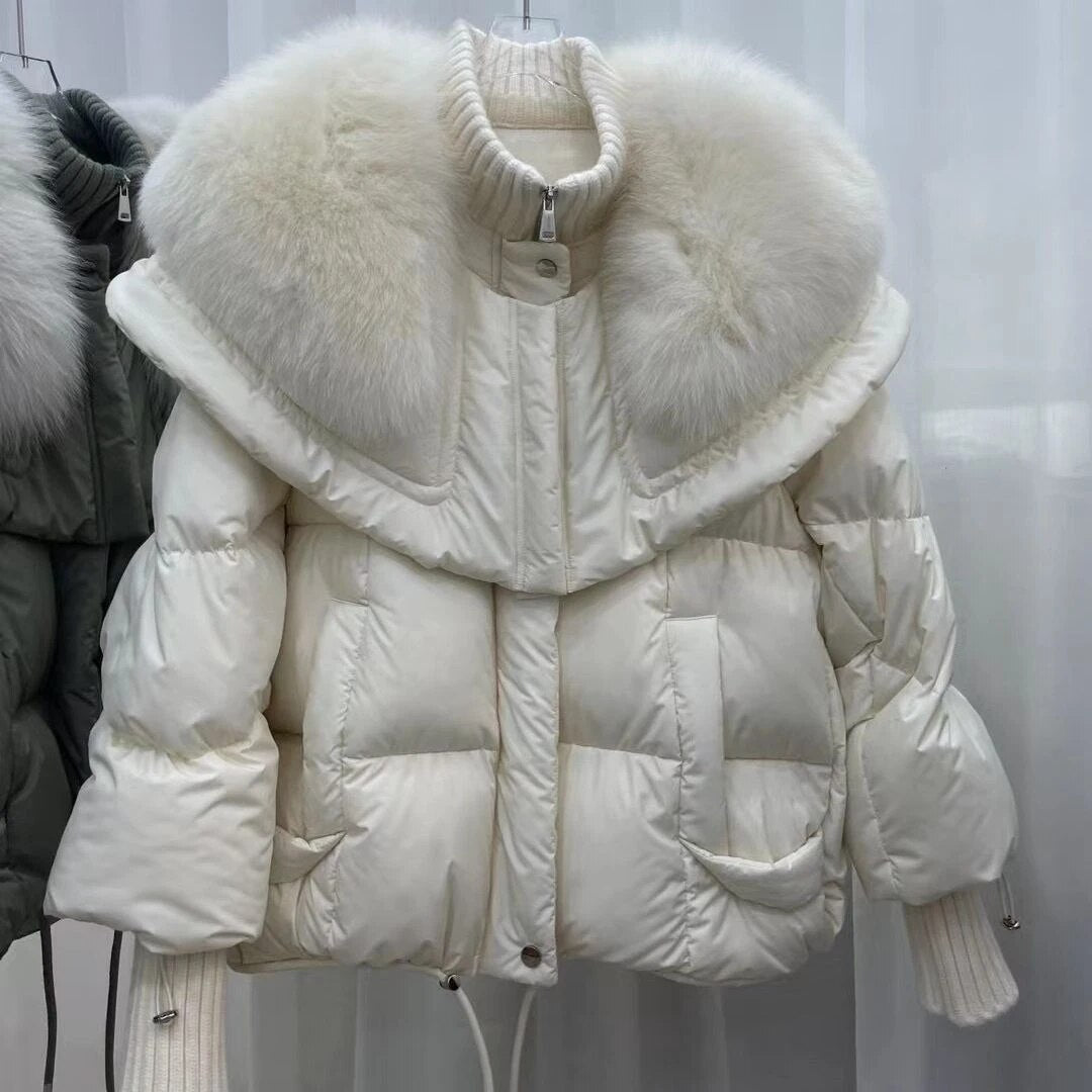 Mujer Chaqueta Acolchada Corta | Cuello Grande & Puños Elásticos | Otoño e Invierno