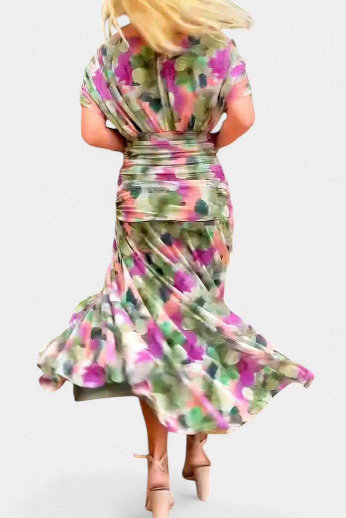 Elegante vestido largo con escote palabra de honor | Falda fluida