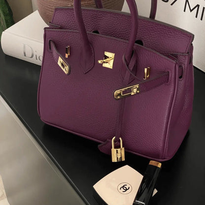 Mujer Bolso de Mano de Cuero | Cierre Giratorio & Varios Bolsillos | Uso Diario