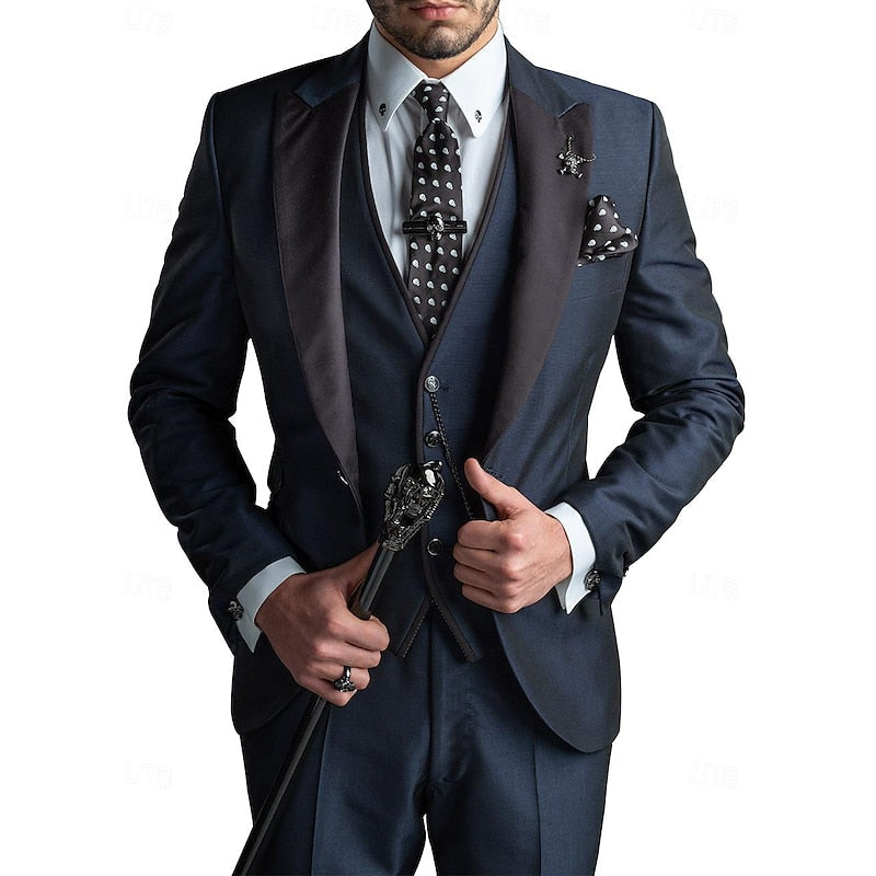 Hombre Traje Elegante de Tres Piezas | Chaqueta con Chaleco & Pantalón a Juego | Fiesta y Noche