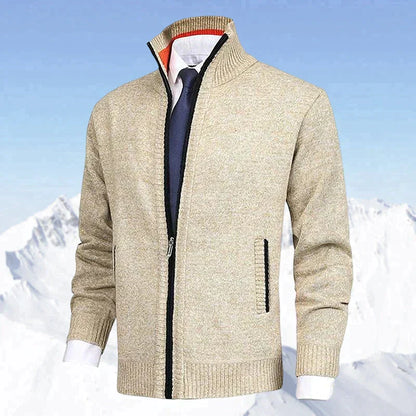 Hombre Cárdigan de Punto con Cremallera | Cuello Alzado & Bolsillos Laterales | Otoño e Invierno
