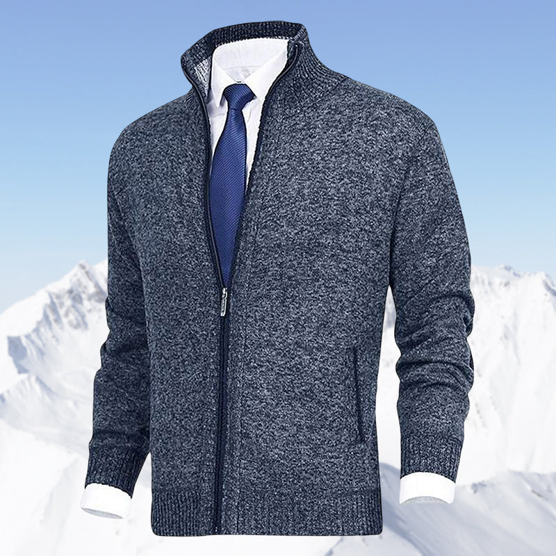 Hombre Cárdigan de Punto con Cremallera | Cuello Alzado & Bolsillos Laterales | Otoño e Invierno