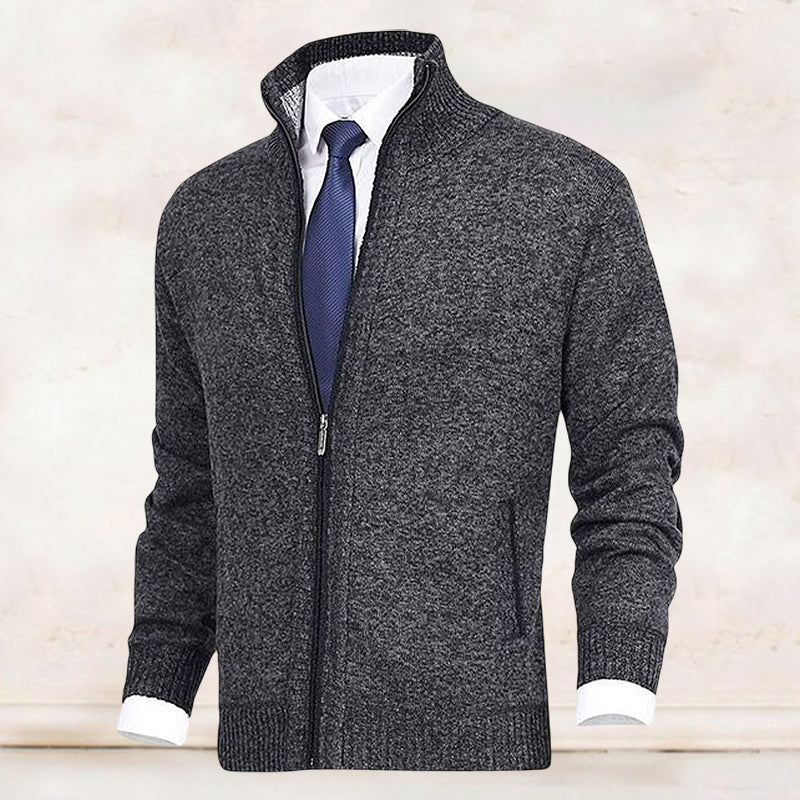 Hombre Cárdigan de Punto con Cremallera | Cuello Alzado & Bolsillos Laterales | Otoño e Invierno