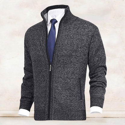 Hombre Cárdigan de Punto con Cremallera | Cuello Alzado & Bolsillos Laterales | Otoño e Invierno