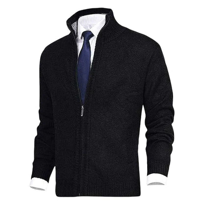 Hombre Cárdigan de Punto con Cremallera | Cuello Alzado & Bolsillos Laterales | Otoño e Invierno