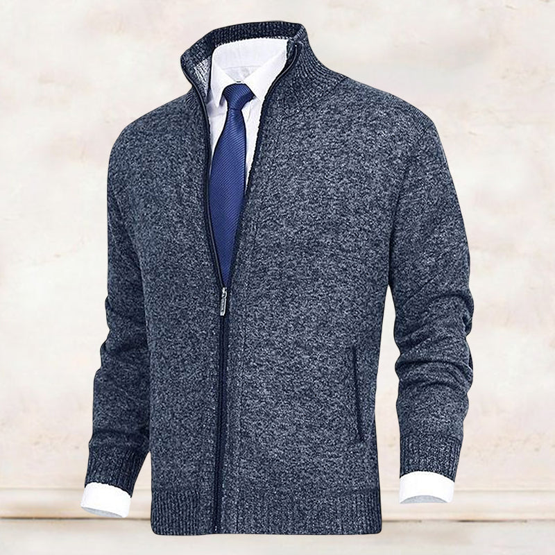 Hombre Cárdigan de Punto con Cremallera | Cuello Alzado & Bolsillos Laterales | Otoño e Invierno