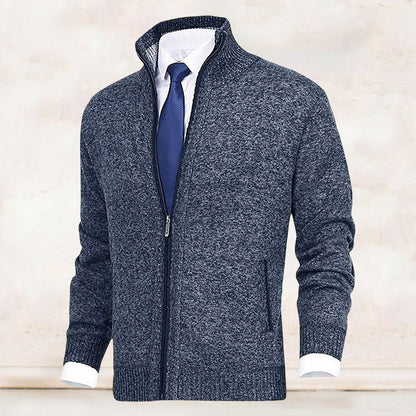 Hombre Cárdigan de Punto con Cremallera | Cuello Alzado & Bolsillos Laterales | Otoño e Invierno