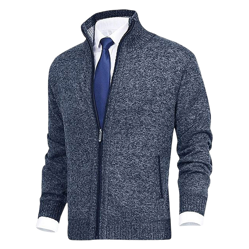 Hombre Cárdigan de Punto con Cremallera | Cuello Alzado & Bolsillos Laterales | Otoño e Invierno