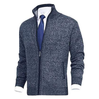 Hombre Cárdigan de Punto con Cremallera | Cuello Alzado & Bolsillos Laterales | Otoño e Invierno