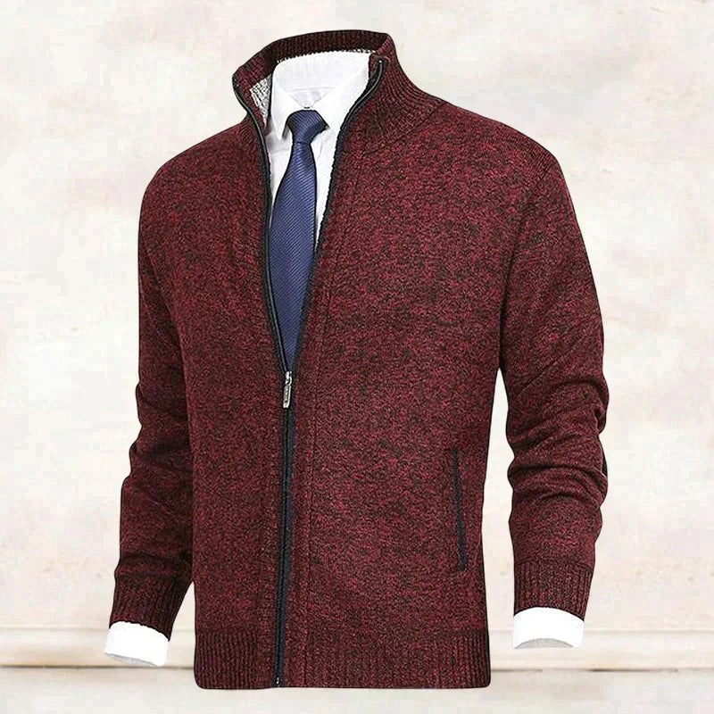 Hombre Cárdigan de Punto con Cremallera | Cuello Alzado & Bolsillos Laterales | Otoño e Invierno