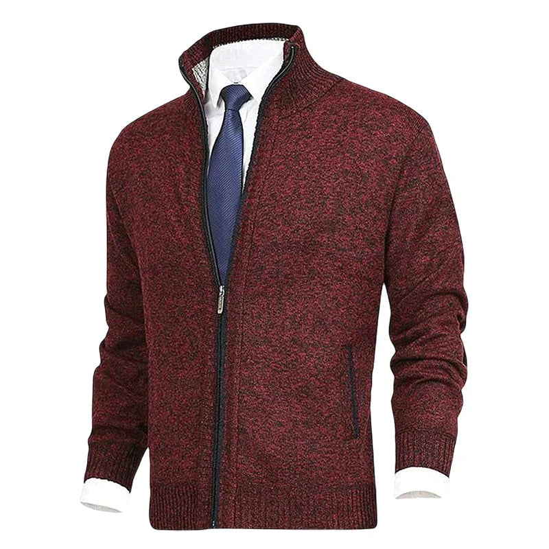 Hombre Cárdigan de Punto con Cremallera | Cuello Alzado & Bolsillos Laterales | Otoño e Invierno