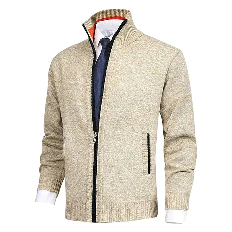 Hombre Cárdigan de Punto con Cremallera | Cuello Alzado & Bolsillos Laterales | Otoño e Invierno