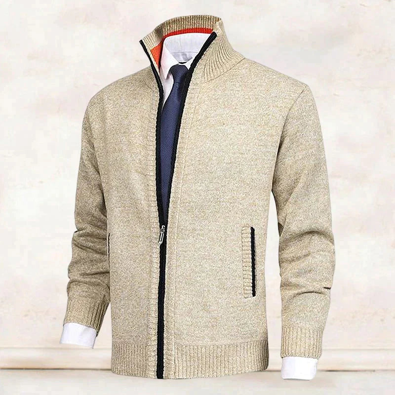 Hombre Cárdigan de Punto con Cremallera | Cuello Alzado & Bolsillos Laterales | Otoño e Invierno