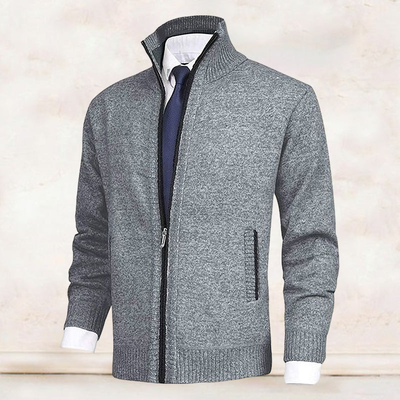 Hombre Cárdigan de Punto con Cremallera | Cuello Alzado & Bolsillos Laterales | Otoño e Invierno
