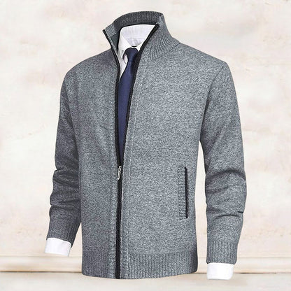 Hombre Cárdigan de Punto con Cremallera | Cuello Alzado & Bolsillos Laterales | Otoño e Invierno
