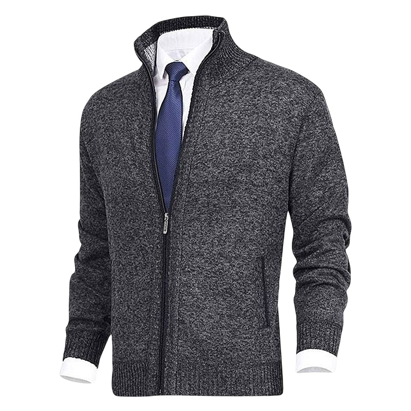 Hombre Cárdigan de Punto con Cremallera | Cuello Alzado & Bolsillos Laterales | Otoño e Invierno