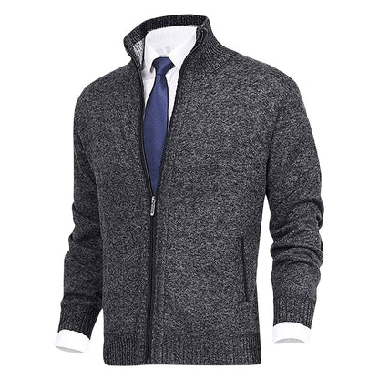 Hombre Cárdigan de Punto con Cremallera | Cuello Alzado & Bolsillos Laterales | Otoño e Invierno