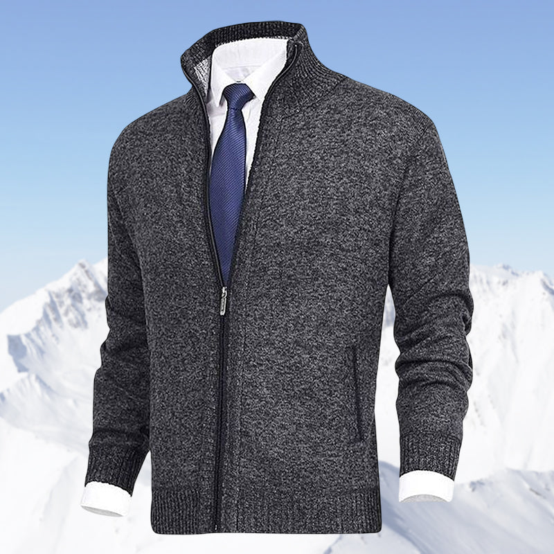 Hombre Cárdigan de Punto con Cremallera | Cuello Alzado & Bolsillos Laterales | Otoño e Invierno